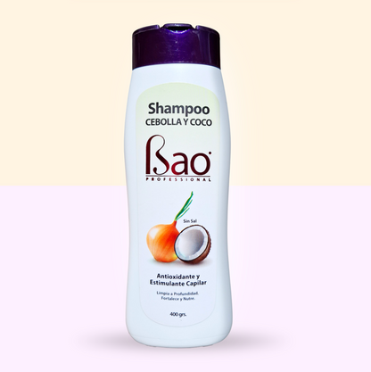 Shampoo Cebolla y Coco: Repara, nutre y activa el crecimiento con fórmula vegetal. Crecimiento y nutrición sin resecar ni apelmazar.
